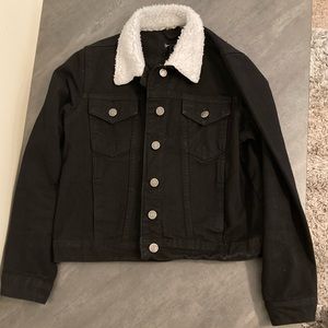 Black Jean Jacket with White Collar